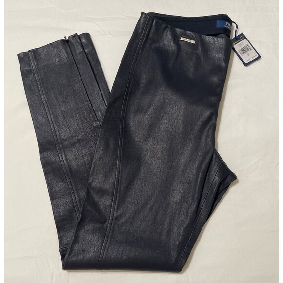 NWT POLO Ralph Lauren Lamb Skin Leather Skinny Black Pants Size Large - Picture 1 of 6